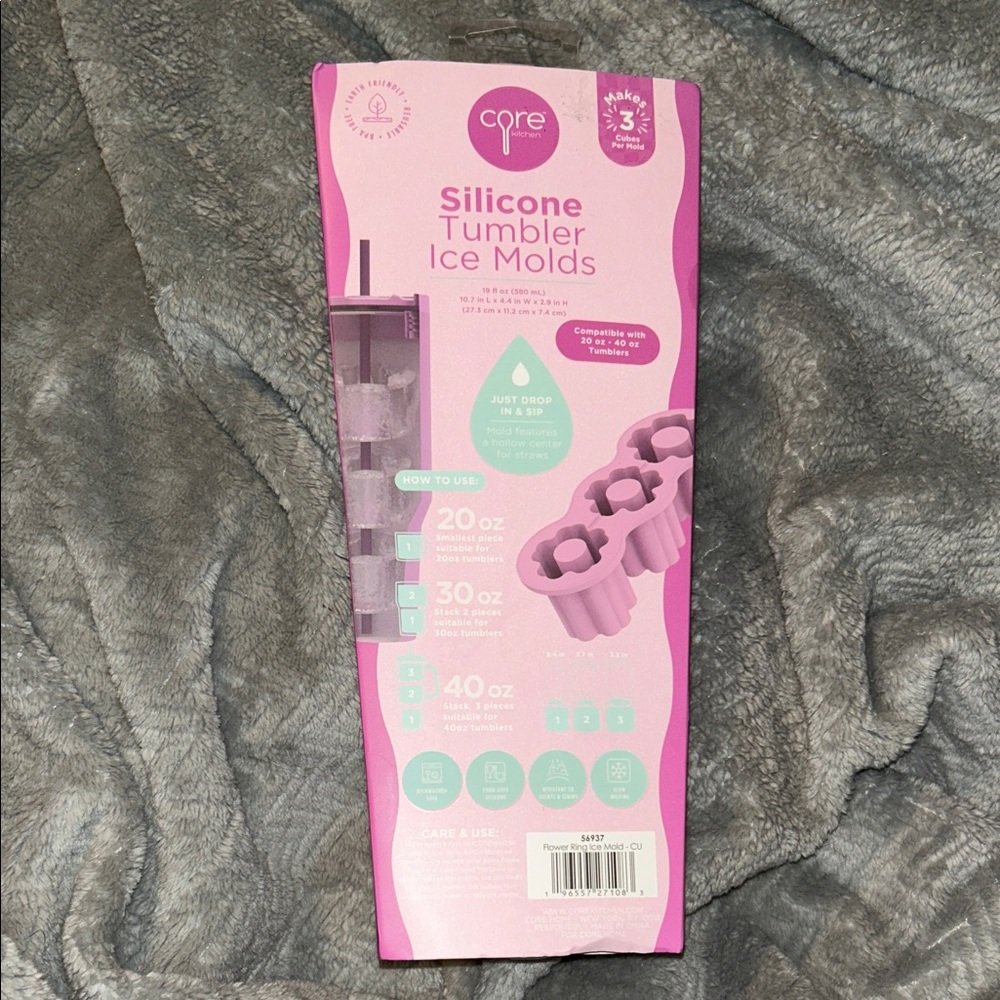Core Kitchen Pink Silicone Tumbler Ice Molds Compatible with 20oz-40oz